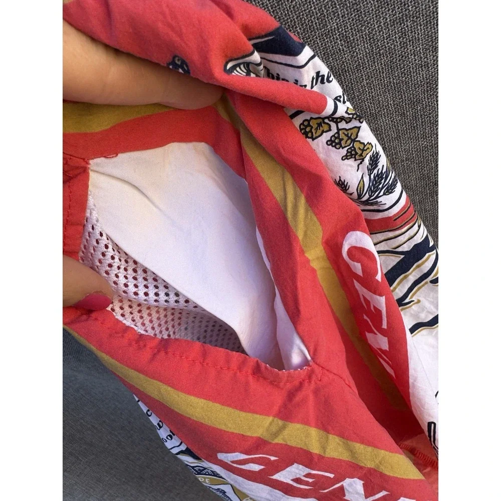 Vintage 90s Budweiser Swim Trunks All Over Print AOP Shorts Size Large